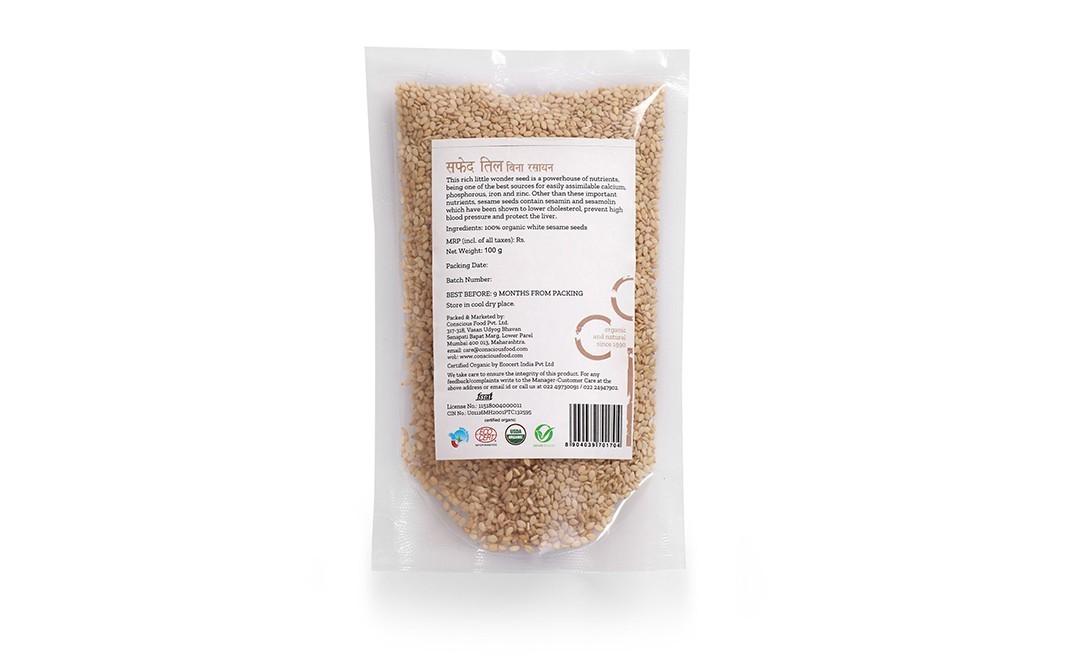 Conscious Food Sesame Seed White Organic   Pack  100 grams